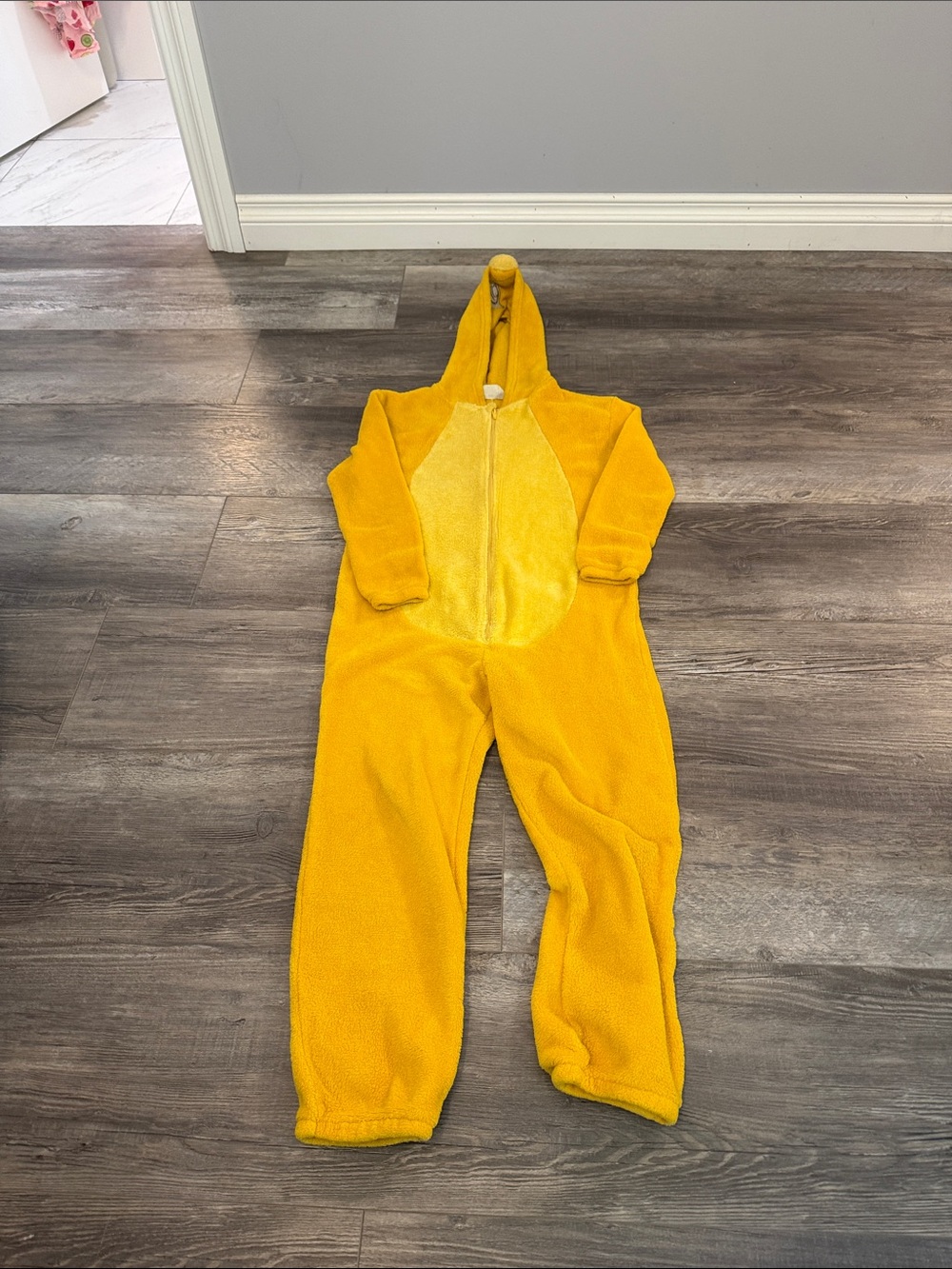 H&M Lion King Yellow Hooded One-Piece Fleece Jumpsuit